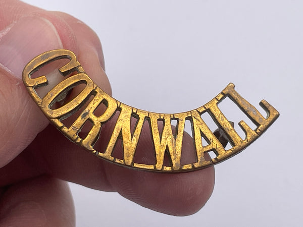 Original Brass Shoulder Title, Cornwall