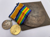 Original WW1 Medal Pair and Death Plaque, Pte Brand, Suffolk/Royal West Kents, Battle of the Somme