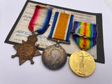Original World War One Mons Star Trio, Gnr Ryan, Royal Garrison Artillery