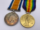 Original World War One Medal Pair, Pte Saunders, Suffolk Regiment