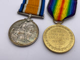 Original World War One Medal Pair, Pte Saunders, Suffolk Regiment