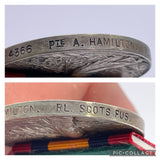 Original Queens South Africa Medal, Two Clasps, Pte Hamilton, Royal Scots Fusiliers