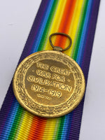 Original World War One Victory Medal, Pte Hawkins, Yorkshire Regiment
