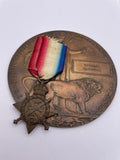 Original World War One Mons Star and Memorial Plaque, Pte Edwards, Royal Welsh Fusiliers