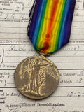 Original World War One Victory Medal, Pte Faunt, West Yorkshire Regiment