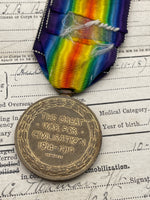 Original World War One Victory Medal, Pte Faunt, West Yorkshire Regiment