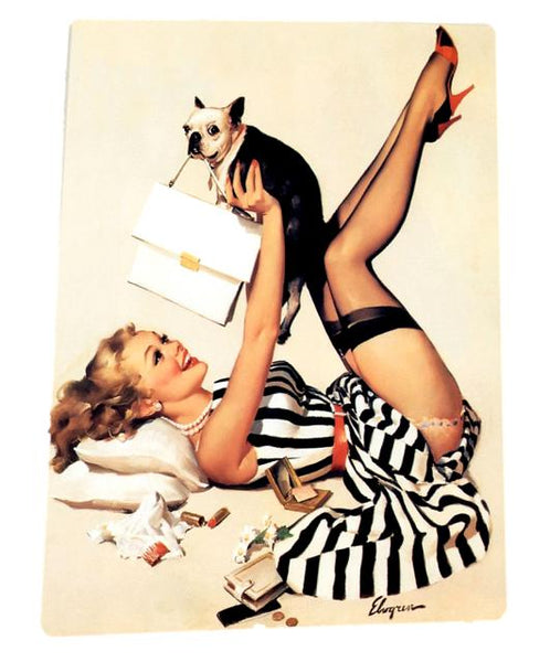 Vintage 1940's Pin Up Metal Sign, 150 x 200mm