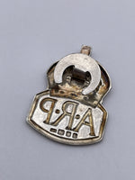 Original World War Two Era Buttonhole Badge, "A.R.P." Air Raid Precautions, Sterling Silver