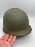 Original Korean War Rear Seam American M1 Helmet with Cover