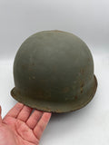 Original Korean War Rear Seam American M1 Helmet with Cover