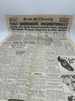 Original World War Two Newspaper, News Chronicle, 9 September 1943, Italy Surrenders!