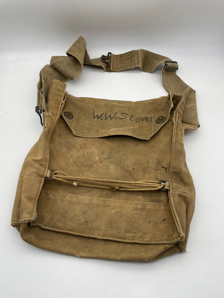 Original World War One Era, American M1917 Gas Mask Bag, Named
