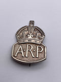 Original World War Two Era Pin Back Badge, Women's "A.R.P." Air Raid Precautions, Sterling Silver