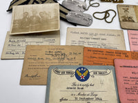 Original World War Two Army Air Force Grouping, Dog Tags, Paperwork, Insignia