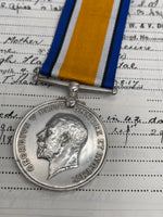 Original World War One British War Medal, Pte Howes, 2/South African Infantry, Gassed and Died