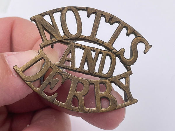 Original Brass Shoulder Title, Notts and Derby