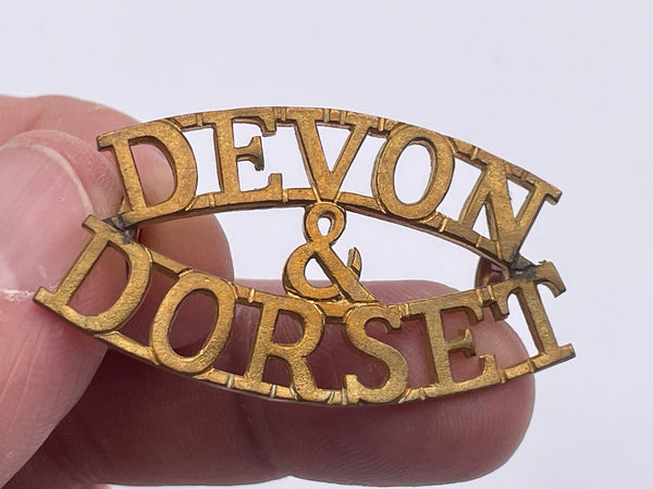 Original Brass Shoulder Title, Devonshire and Dorset Regiment
