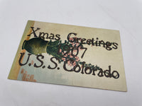 Original Pre-World War One American Navy Christmas Card, USS Colorado