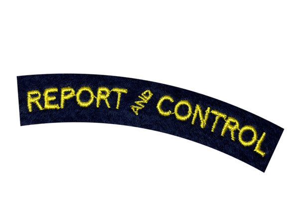 A.R.P. Warden "Report and Control" Shoulder Title, Made in England