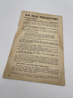 Original World War Two Pacifist Publicity Booklet, "Air Raid Precautions"