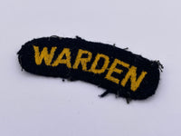 Original World War Two Home Front "Warden" Cloth Shoulder TItle