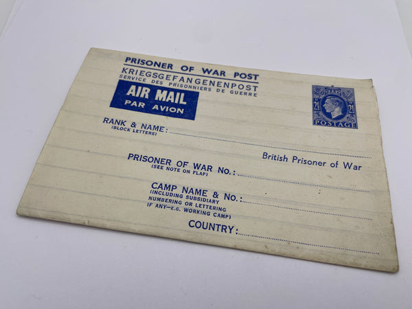 Original World War Two Era Prisoner of War Letter Form