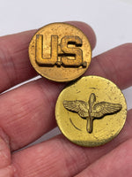 Original American Early World War Two Enlisted Collar Brass, Army Air Force, Screw Back