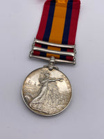 Original Queens South Africa Medal, Two Clasps, Pte Devenport, East Surrey Regiment