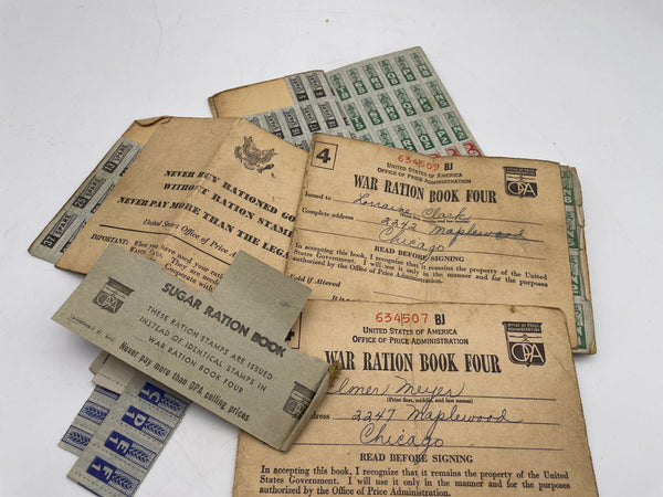 Original World War Two American Petrol Ration Coupons, Books, etc.