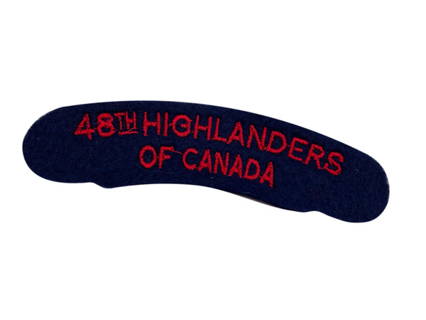 48th Highlanders of Canada Cloth Shoulder Title, Made in England
