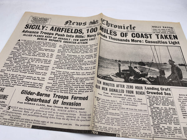 Original World War Two Newspaper, 12 July 1943, News Chronicle