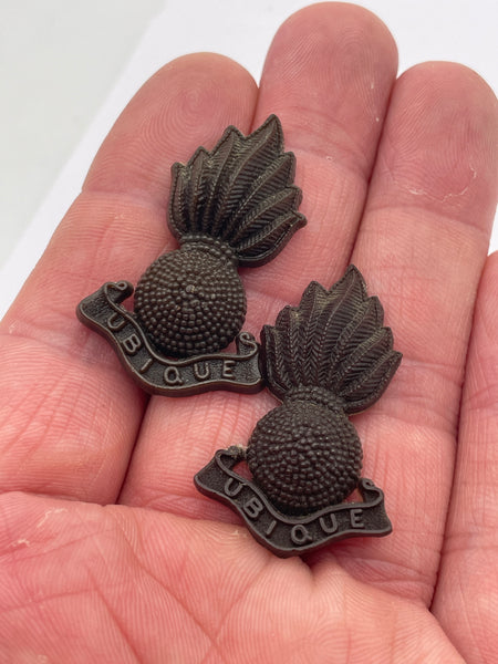 Original Royal Artillery Bakelite Collar Dogs, Matching Pair