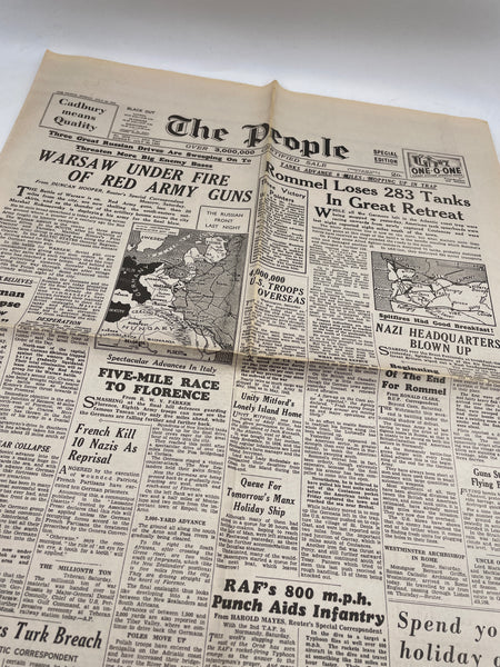 Original World War Two Newspaper, 30 July 1944, The People