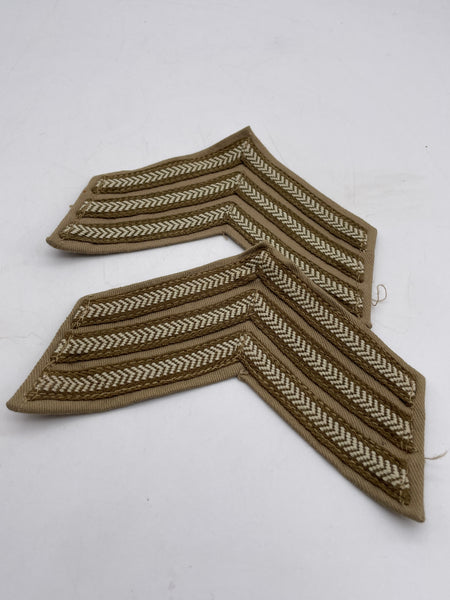 Original British Sergeant Stripes, Tan Cotton