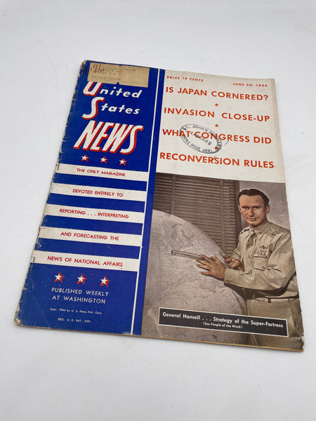 Original World War Two American Magazine, "Unites States News" Dated June 1944