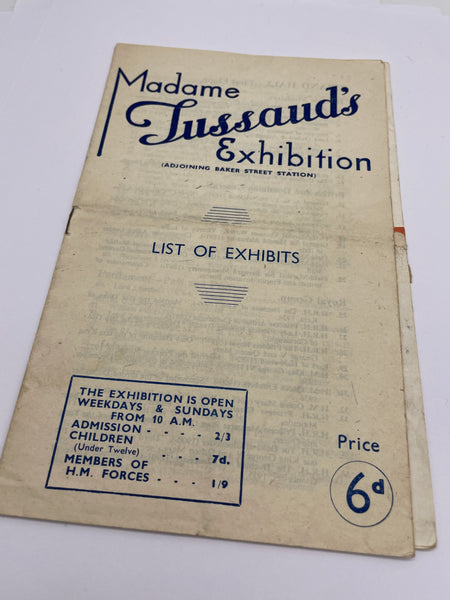 Original World War Two Programme/Guide Book for Madame Tussaud's, London