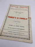 Original World War Two Saville Theatre Programme, "Three's A Family"
