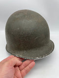 Original World War Two Era American M1 Helmet, Front Seam, Fixed Bale, 1944 Manufacture