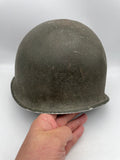 Original World War Two Era American M1 Helmet, Front Seam, Fixed Bale, 1944 Manufacture