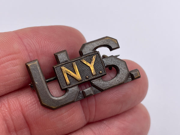 Original Early 20th Century, Officer's U.S. Collar Brass, New York, British Made