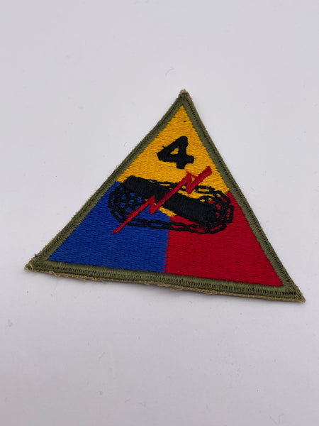 Original World War Two Era American 4th Armoured Division Patch