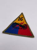 Original World War Two Era American 16th Armoured Division Patch