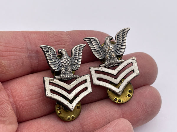 Original Post World War Two, U.S. Navy Chief Petty Officer Collar Dogs, Matching Pair