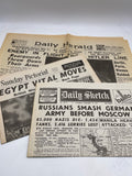 Three (3) Original World War Two Newspapers