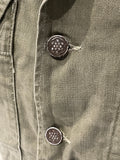 Close-up of a textured fabric surface with two buttons.