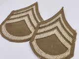 Original World War Two Era American Tan Staff Sergeant Stripes/Chevrons