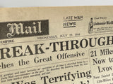 Original World War Two Newspaper, Daily Mail, 19 July 1944, The Caen Breakthrough