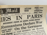 Original World War Two Newspaper, Daily Mail, 26 August 1944, German Army in Paris Surrenders