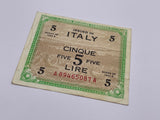 Original Allied Military Currency, Italian, 5 Lire