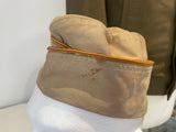 Original American World War Two Era Garrison Cap, Tan Cotton, Ordnance Piping